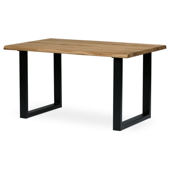 Autronic - Stůl jídelní, 140x90x75 cm, masiv dub, kovová noha ve tvaru písmene "U", černý lak - DS-U140 DUB