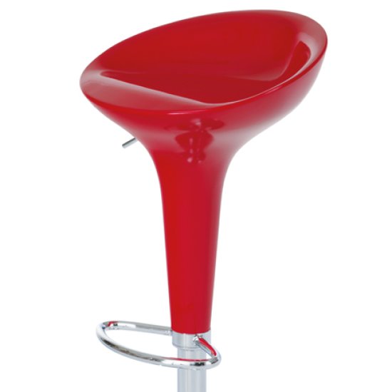 barová stolička, plast červený/chróm